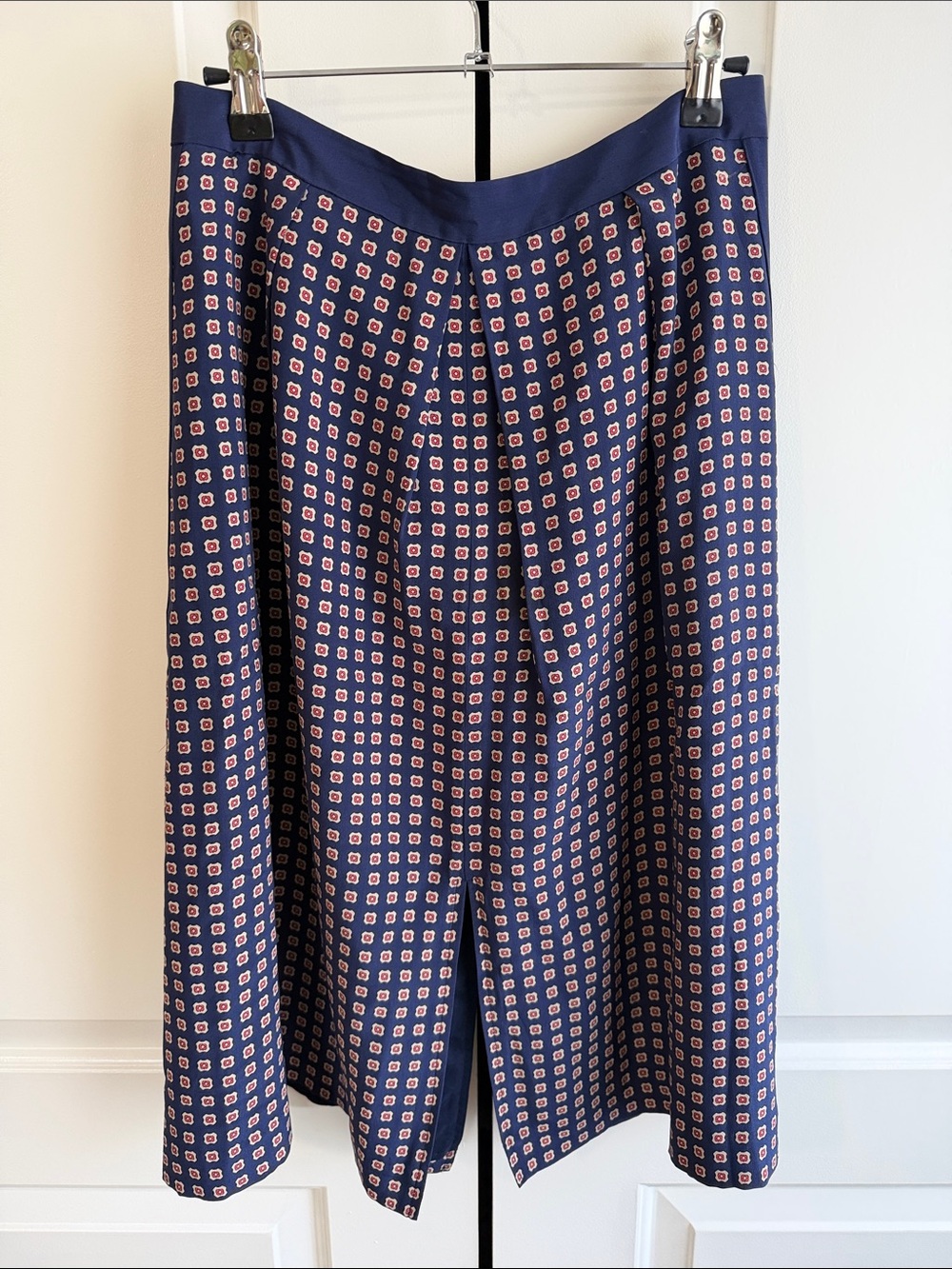 Madewell 100% Silk Navy Patterned Skirt with Lining - NWOT